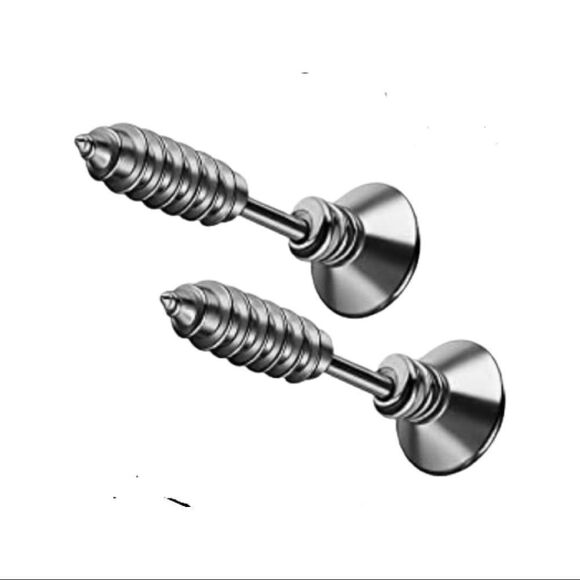 Pewter Screw Stud Earrings - Picture 1 of 2